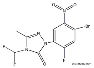 Molecular Structure of 111992-11-1 (2-(4-Bromo-2-fluoro-5-nitrophenyl)-4-(difluoromethyl)-2,4-dihydro-5-methyl-3H-1,2,4-triazol-3-one)